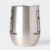 Firmenname und Logo auf "Stainless Wine Tumbler" (Links)
