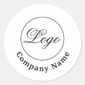 Firmenname und Logo der Marke Custom White Runder Aufkleber (Vorderseite)