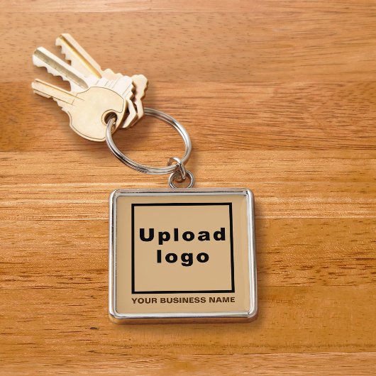 Firmenname und Logo, hellbraun Platz Premium Schlüsselanhänger