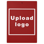 Firmenname und Logo in der roten Zwischenablage Klemmbrett (Rückseite)