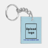 Firmenname und Logo Light Blue Square Acrylic Schlüsselanhänger (Vorderseite links)