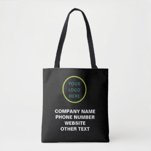 Firmenname und Logo Qr Code auf schwarz Tasche