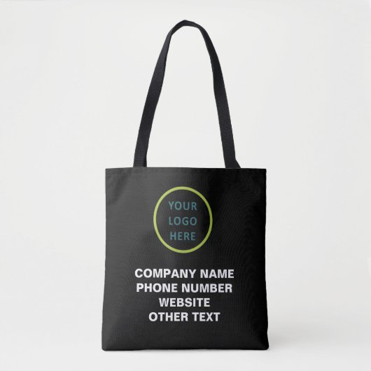 Firmenname und Logo Qr Code auf schwarz Tasche (Vorderseite)