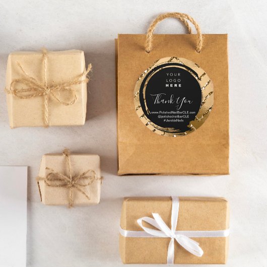Firmenname Vielen Dank, dass Sie Gold Black kaufen Runder Aufkleber