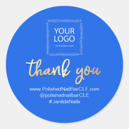 Firmenname Vielen Dank, dass Sie Gold Blue kaufen Runder Aufkleber