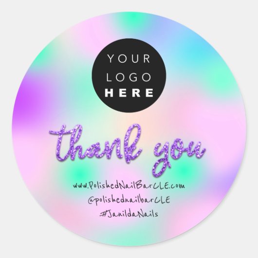 Firmenname Vielen Dank, dass Sie Gold Lila einkauf Runder Aufkleber (Vorderseite)