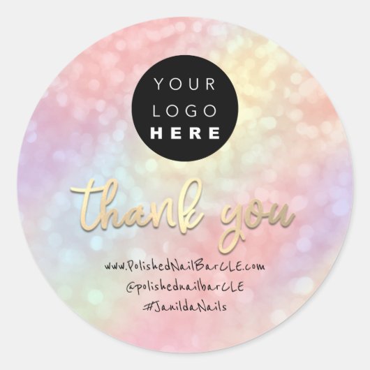 Firmenname Vielen Dank Rose Golden Runder Aufkleber (Vorderseite)