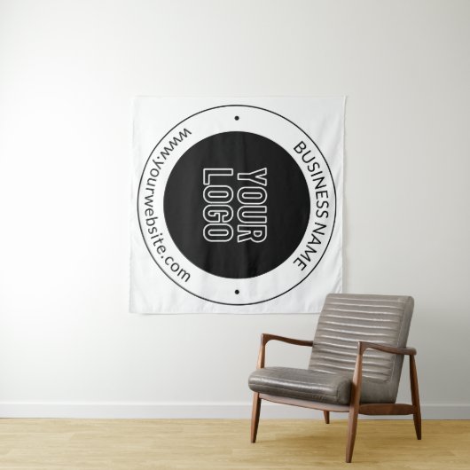 Firmenname & Website oder Slogan, vielen Dank etc. Wandteppich (Beispiel (Horizontal))