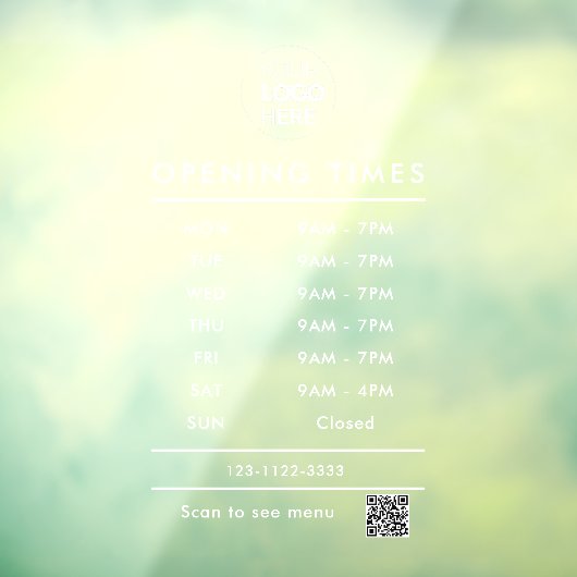 Firmenöffnungszeiten Logo und qr Code Fensteraufkleber (Blatt 3)