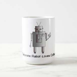 Firmenroboter liebt Kaffee, Retro-Vintage-Roboter Kaffeetasse