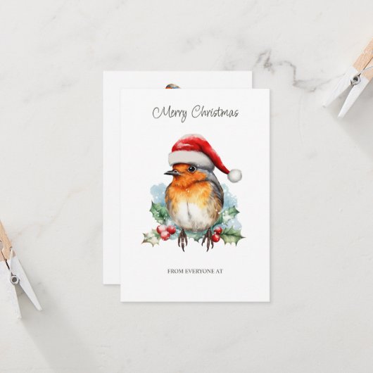 Firmenrobuin in einem Weihnachtshut Karte (Vorderseite/Rückseite Beispiel)