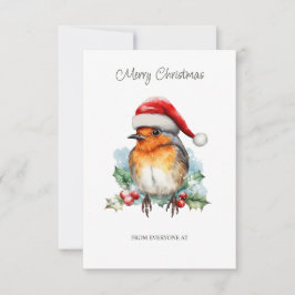 Firmenrobuin in einem Weihnachtshut Karte