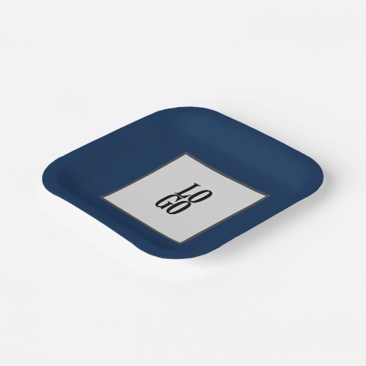 Firmenspezifische Logos für Navy Blue Pappteller (Gewinkelt)