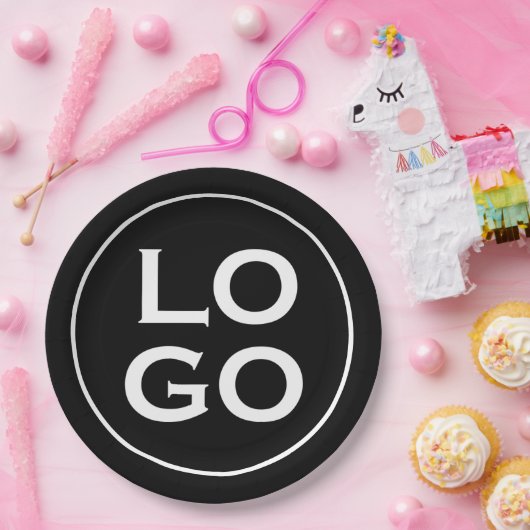 Firmenspezifische oder geschäftliche Logo auf schw Pappteller (Party)