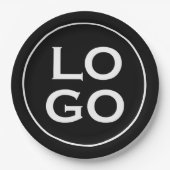 Firmenspezifische oder geschäftliche Logo auf schw Pappteller (Vorderseite)