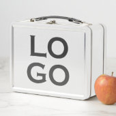 Firmenspezifische oder geschäftliche Logo auf Weiß Metall Brotdose (Beispiel)