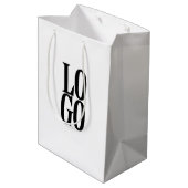 Firmenspezifische oder geschäftliche Logo auf Weiß Mittlere Geschenktüte (Rückseite Schrägansicht)