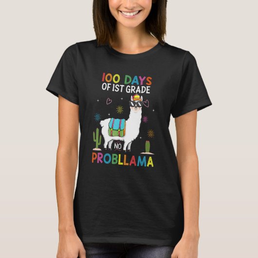 First 1st Grade No Prob Llama Teacher 100th Day of T-Shirt (Vorderseite)