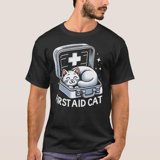 First Aid Cat Pun Nurse Doctor Healthcare Novelty  T-Shirt (Vorderseite)