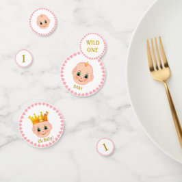 First Baby Birthday Party & Hearts on White Konfetti