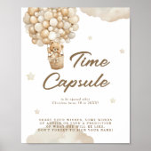 First Baby Birthday Teddy Bear Beige Time Kapsel Poster (Vorne)