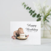 First Baby Happy Birthday Einladung Postkarte (Stehend Vorderseite)