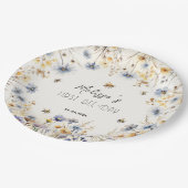 First Bee Day - Floral 1st Birthday  Pappteller (Schrägansicht)