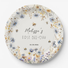 First Bee Day - Floral 1st Birthday  Pappteller