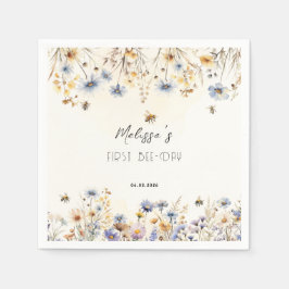 First Bee Day - Floral 1st Birthday  Serviette