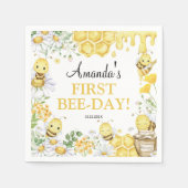 First Bee Day Floral Bumblebee Birthday Party Serviette (Vorderseite)