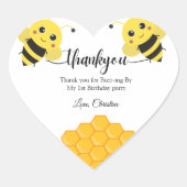 First Bee Day, ganz einfach danke Herz-Aufkleber (Vorderseite)