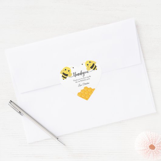 First Bee Day, ganz einfach danke Herz-Aufkleber (Umschlag)