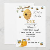 First Bee Day yellow honey 1st Birthday Einladung (Vorne/Hinten)