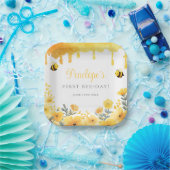 First Bee Day Yellow Wildflowers 1st Birthday Pappteller (Party)