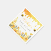 First Bee Day Yellow Wildflowers 1st Birthday Serviette (Ecke)