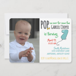 First Birthday Balloon Graphic Colorful Boy Einladung