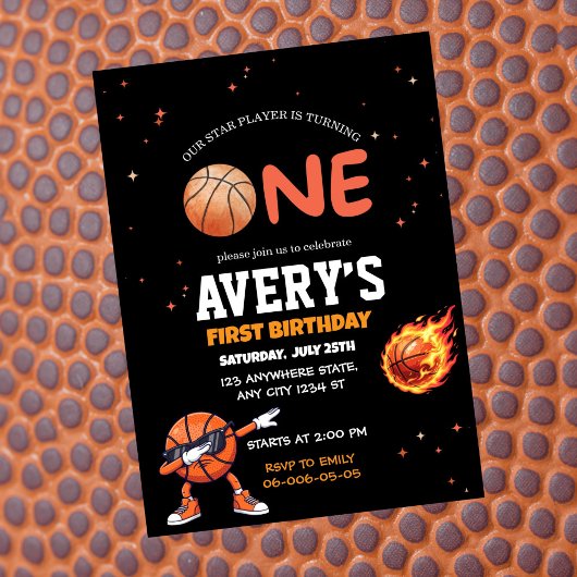 First birthday Basketball Invitation Einladung