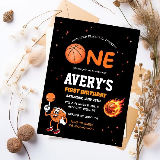 First birthday Basketball Invitation Einladung