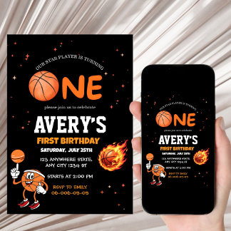 First birthday Basketball Invitation Einladung