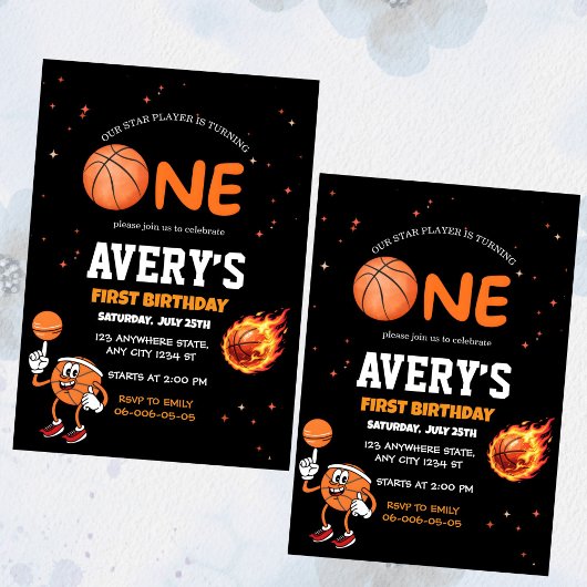 First birthday Basketball Invitation Einladung