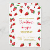 First Birthday Berry Sweet Einladung (Vorne/Hinten)