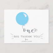 First Birthday Blue Balloon Danke Postcard Postkarte (Vorderseite)