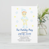 First Birthday Boy Party Save The Date (Stehend Vorderseite)