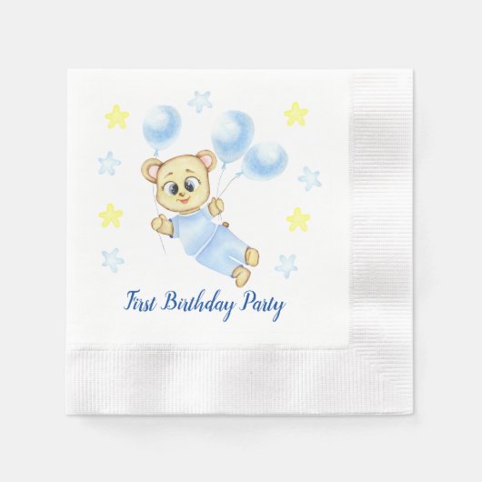 First Birthday Boy Party Serviette (Vorderseite)