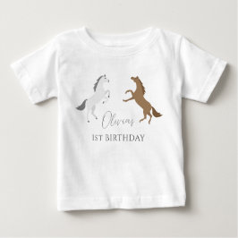 First Birthday Cowgirl Horse Modern Baby T-shirt