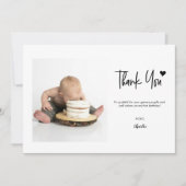 First Birthday Custom Photo Modern handlettering Dankeskarte (Vorderseite)