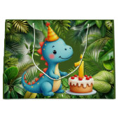 First Birthday Dino  Große Geschenktüte (Vorderseite)