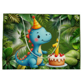 First Birthday Dino  Große Geschenktüte (Rückseite)
