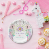 First Birthday Dream Catcher Boho Feathers Pappteller (Party)
