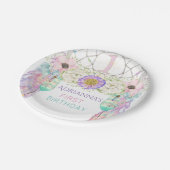 First Birthday Dream Catcher Boho Feathers Pappteller (Schrägansicht)
